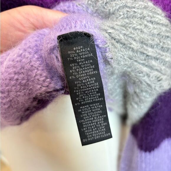 Saks Fifth Avenue Purple Striped Alpaca Wool Blend Sweater Size Small - Picture 3 of 3